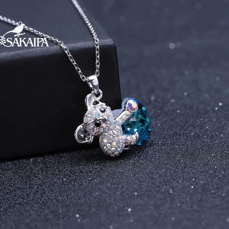 В форме коалы синий кристалл от Swarovski цепочки и ожерелья подвеска ожерелье Модные