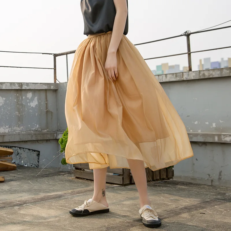 Женская юбка с эластичной резинкой на талии свободная повседневная вырезами для