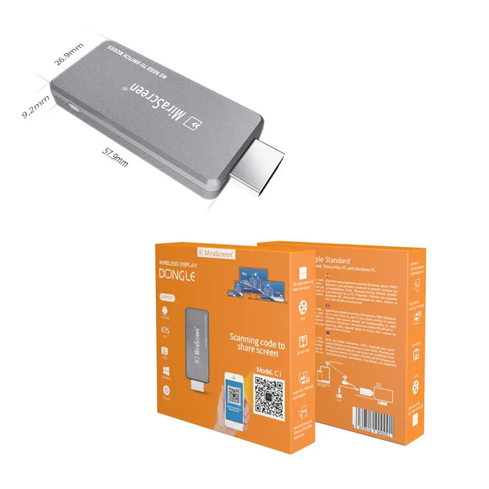 MiraScreen 5G TV Stick C1 anycast miracast mirascreen беспроводной адаптер дисплей Miracast Airplay DLNA |