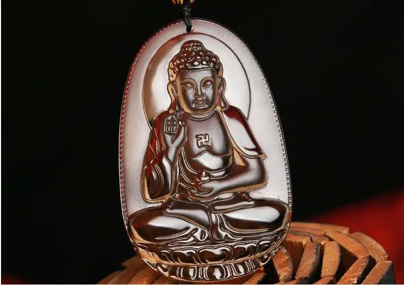 Ледяное обсидиановое ожерелье с подвеской амитабиха Авалокитешвара это мужчина