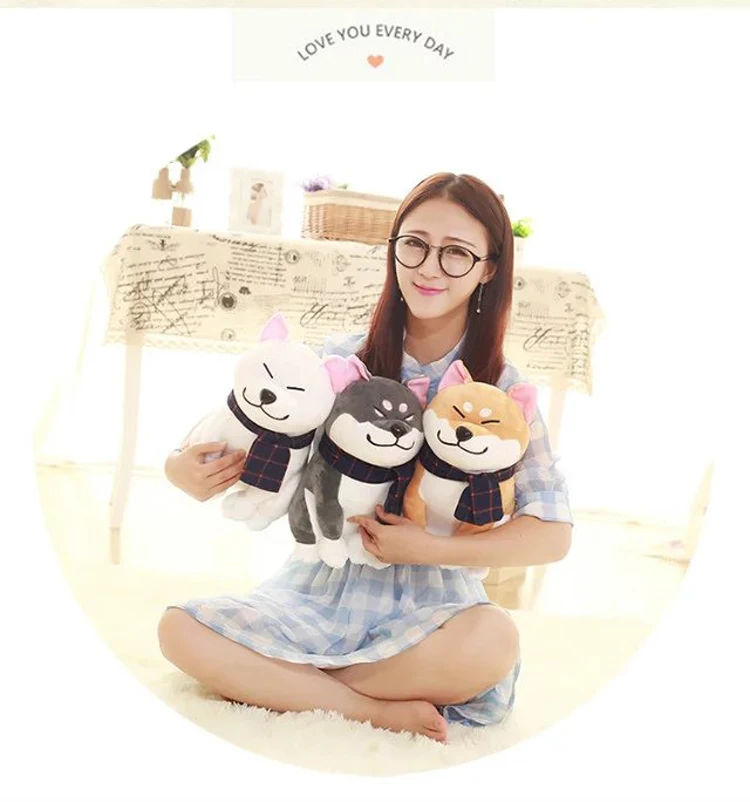

one piece small cute plush Akita dog toy lovely cute fat sitting Akita dog doll gift about 25cm