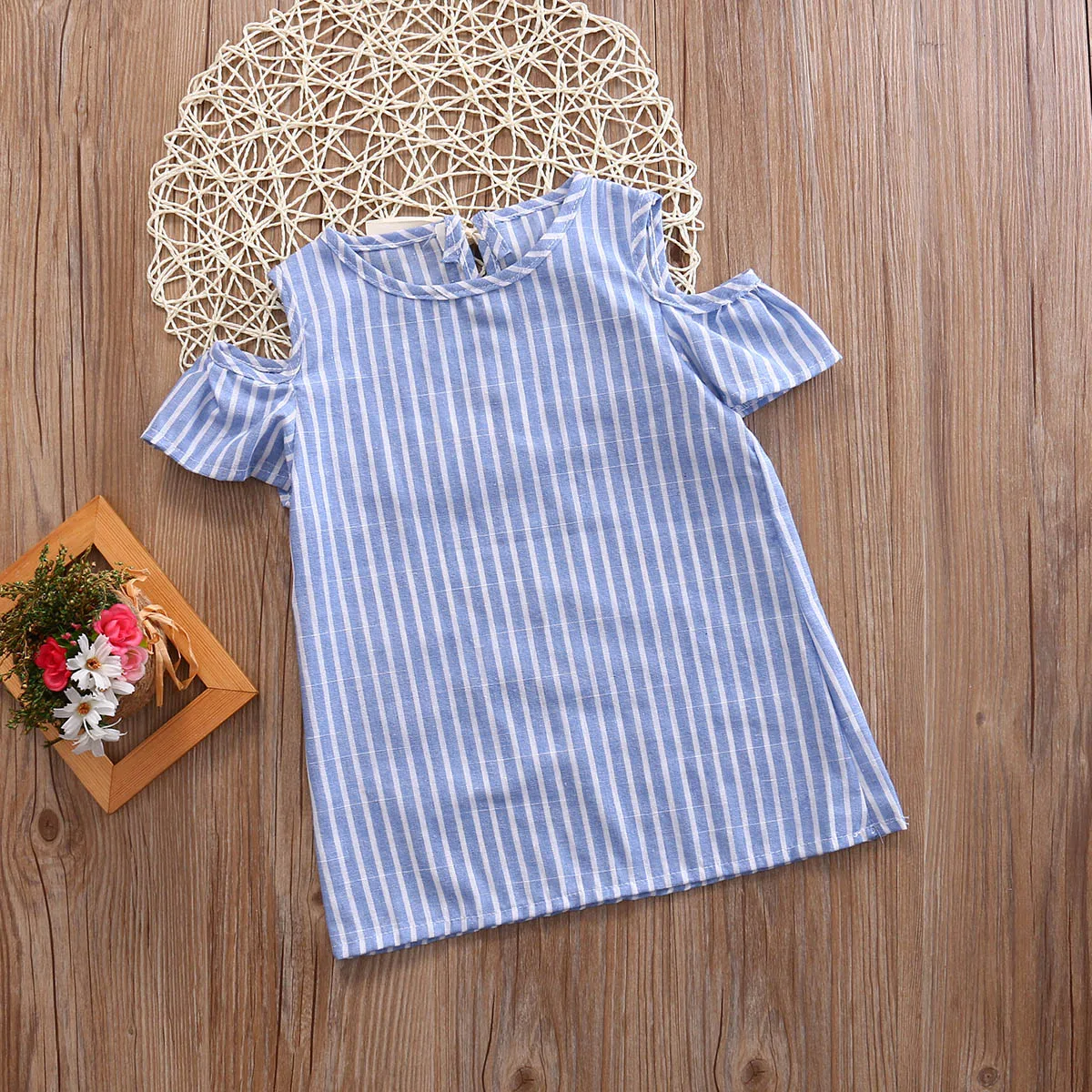 Newborn Kids Baby Girls 2017 New Summer Striped Dress Infant Outfit Princess Party Hollow Out Short Sleeve Dresses | Детская одежда и