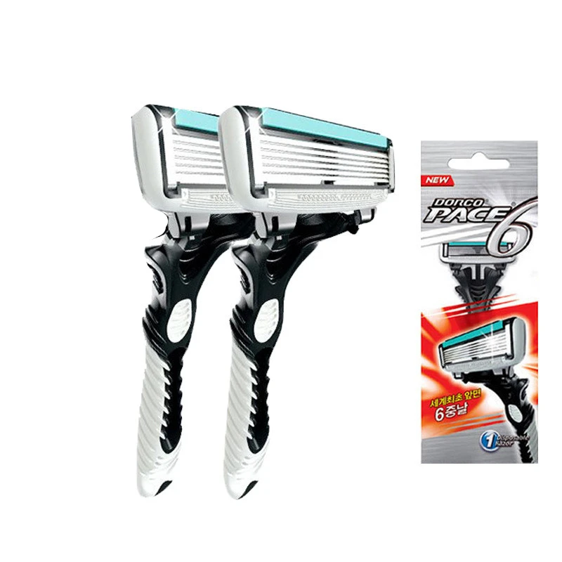 2 PCS Высокое качество Оригинальные DORCO Pace 6-Слои лезвия бритвы машина бритвы Нержавеющая сталь безопасности головка для бритвенного станка для Для мужчин - Цвет: 2 PCS