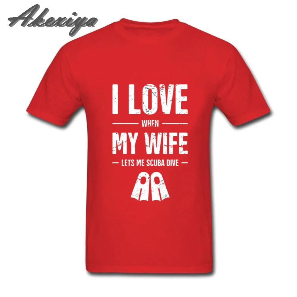 Мужская футболка с короткими рукавами Scuba DiveI Love When My Wife Lets Me Gift for Diver мягкая летняя