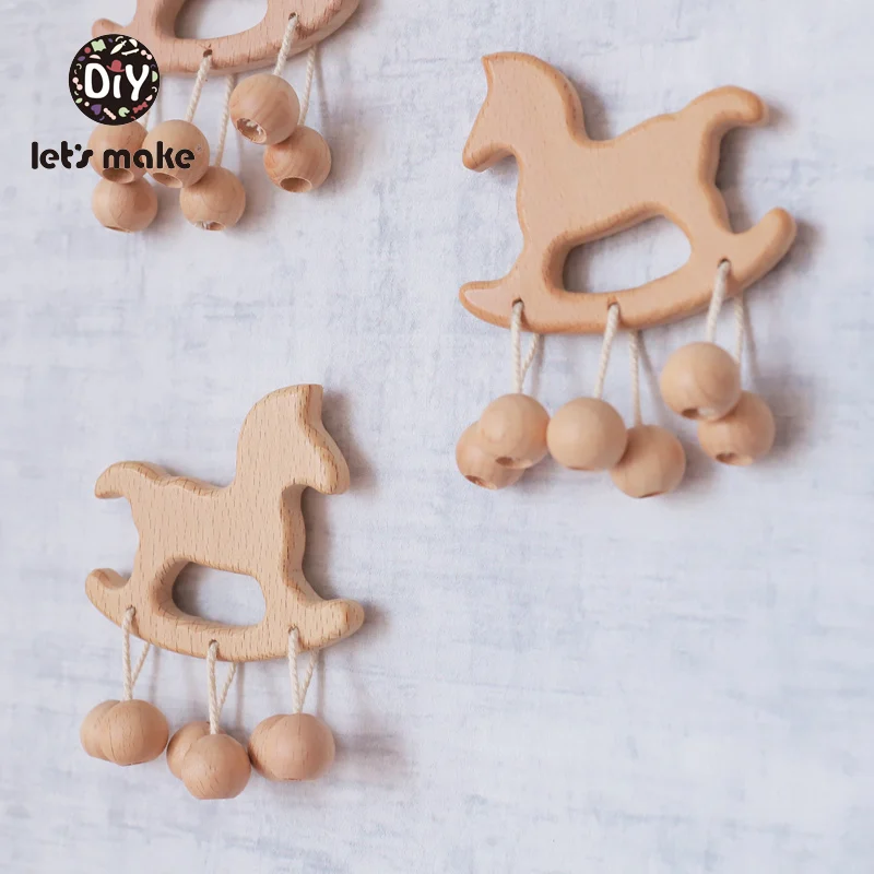 Детские игрушки из бука, деревянные прорезыватели, облака, мультяшная лошадь, деревянные бусины, детская коляска, игрушка, производящая шум, погремушка, подарок, сделай сам, детские погремушки