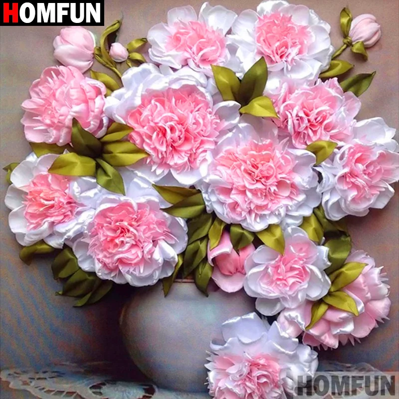 Алмазная 5D картина HOMFUN Пион вышивка крестиком из квадратных/круглых страз