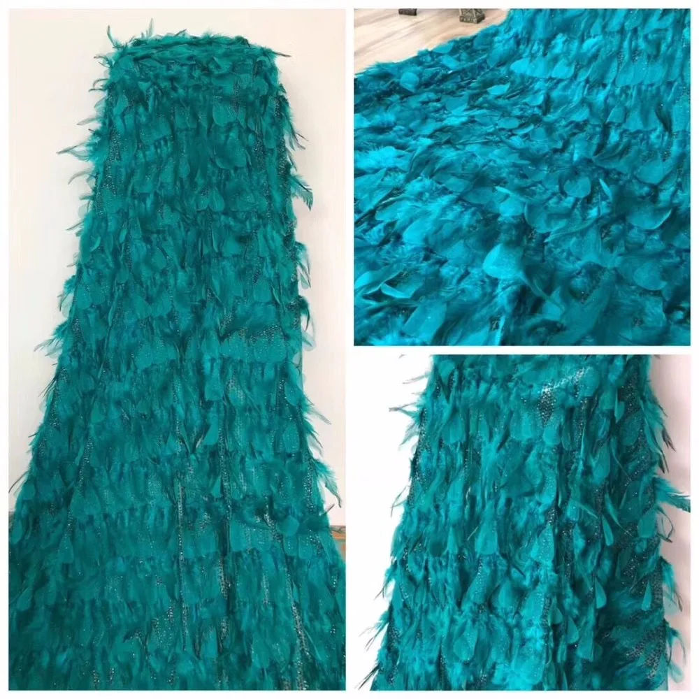 Nice looking feather tulle lace embroidery fabric for wedding dress SYJ-72815 with super quality new arrival | Дом и сад