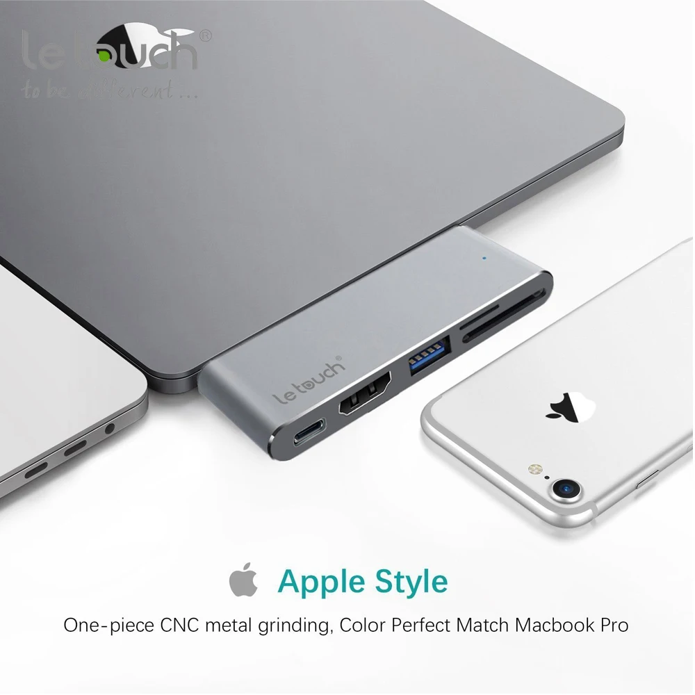 LeTouch двойной порты USB C концентратор для HDMI адаптер К 4 к Thunderbolt 3 usb type с TF SD слот PD