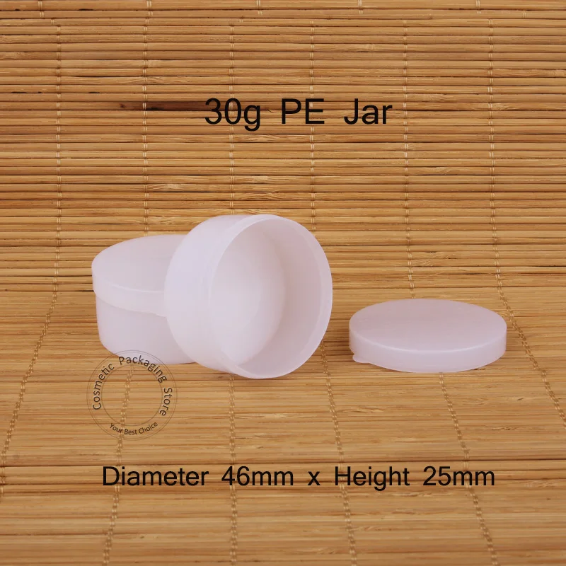 30pcs/Lot Promotion 30g Plastic PE Cream Jar Empty 30ml Women Cosmetic Vial Sample Pot White Cap Small Refillable | Красота и