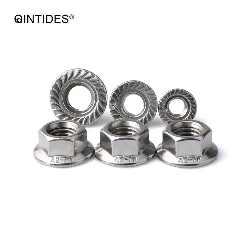 QINTIDES M3 M4 M5 M6 M8 M10 M12 M14 M16 шестигранные гайки с фланцем 304 фланцевые из нержавеющей