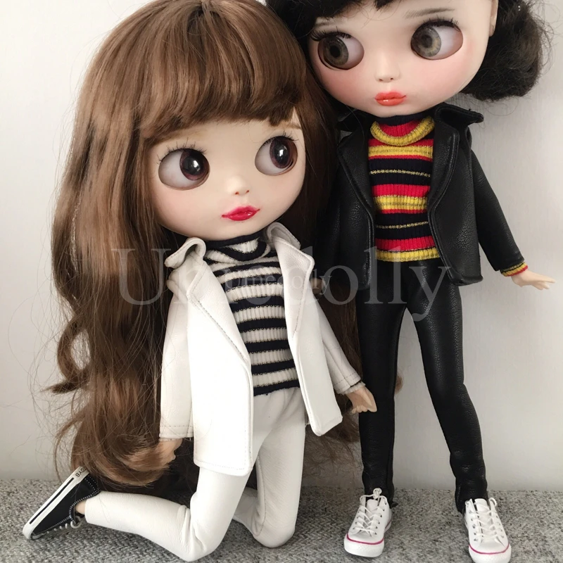 Крутые кукольные брюки из искусственной кожи 1/6 Blyth пальто Одежда для куклы Барби