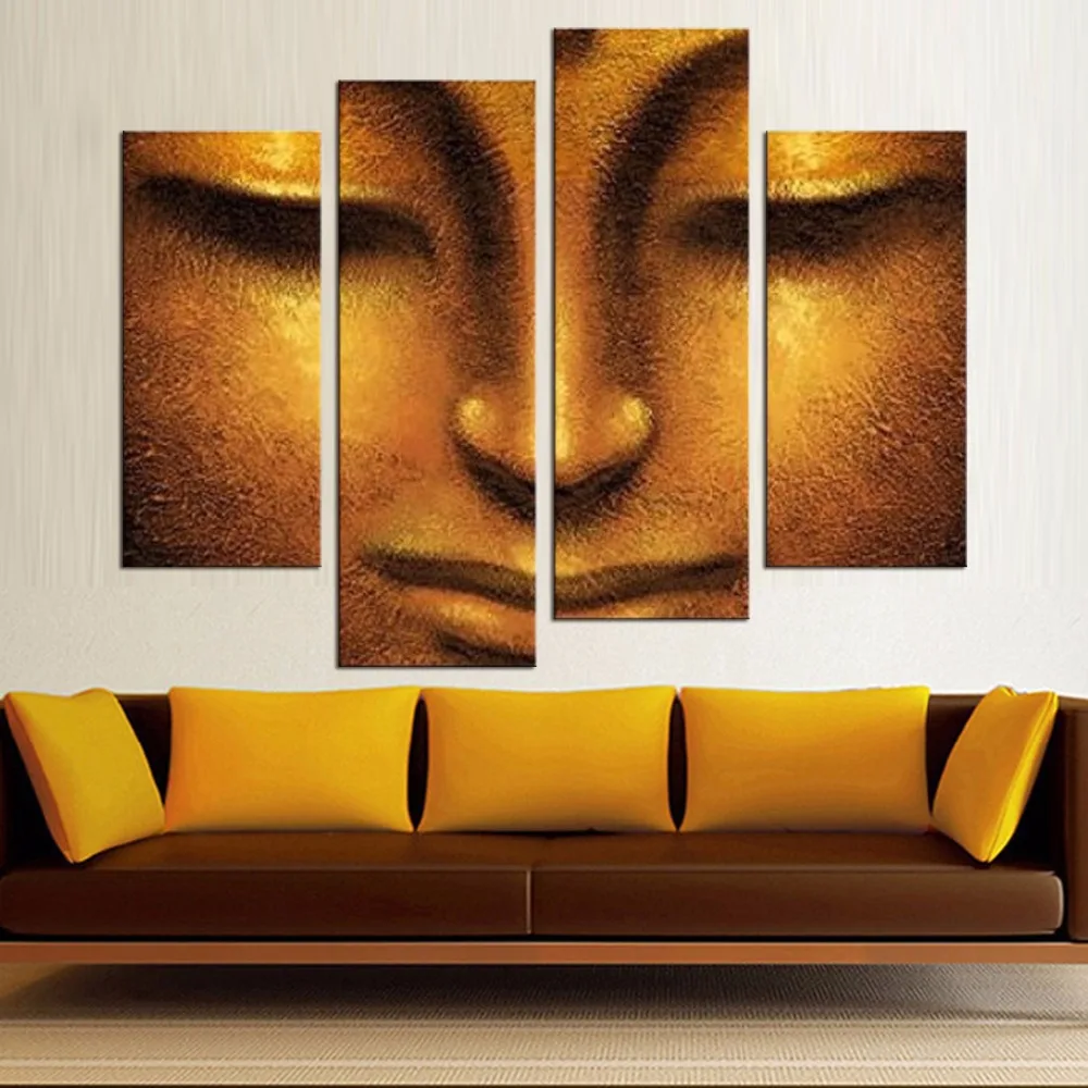 

4 Piece Canvas Art Modern Printed Buddha Painting Picture Buddha Paintings Wall Canvas For Living Room Picture Print