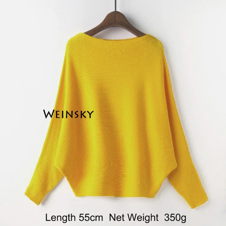 Orange 350g Weinsky женские вязаные свитера и пуловеры, женские осенние и зимние модные розовые свитера в Корейском стиле с рукавами летучая мышь - Цвет: Orange 350g