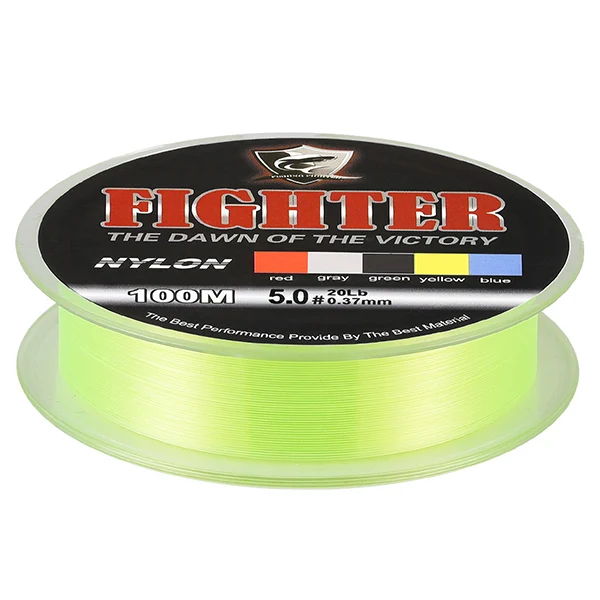 Hi vis yellow SeaKnight Fighter Nylon Fishing Line 100M Super Strong 2-35LB Monofilament Line Material Saltwater Fishing - Цвет: Hi vis yellow