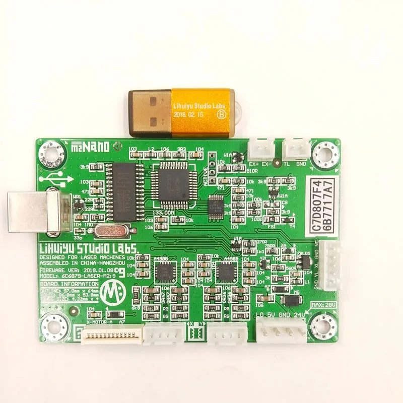 CO2 Лазерная гравировальная и режущая машина LIHUIYU M2 материнская плата+ USB ключ