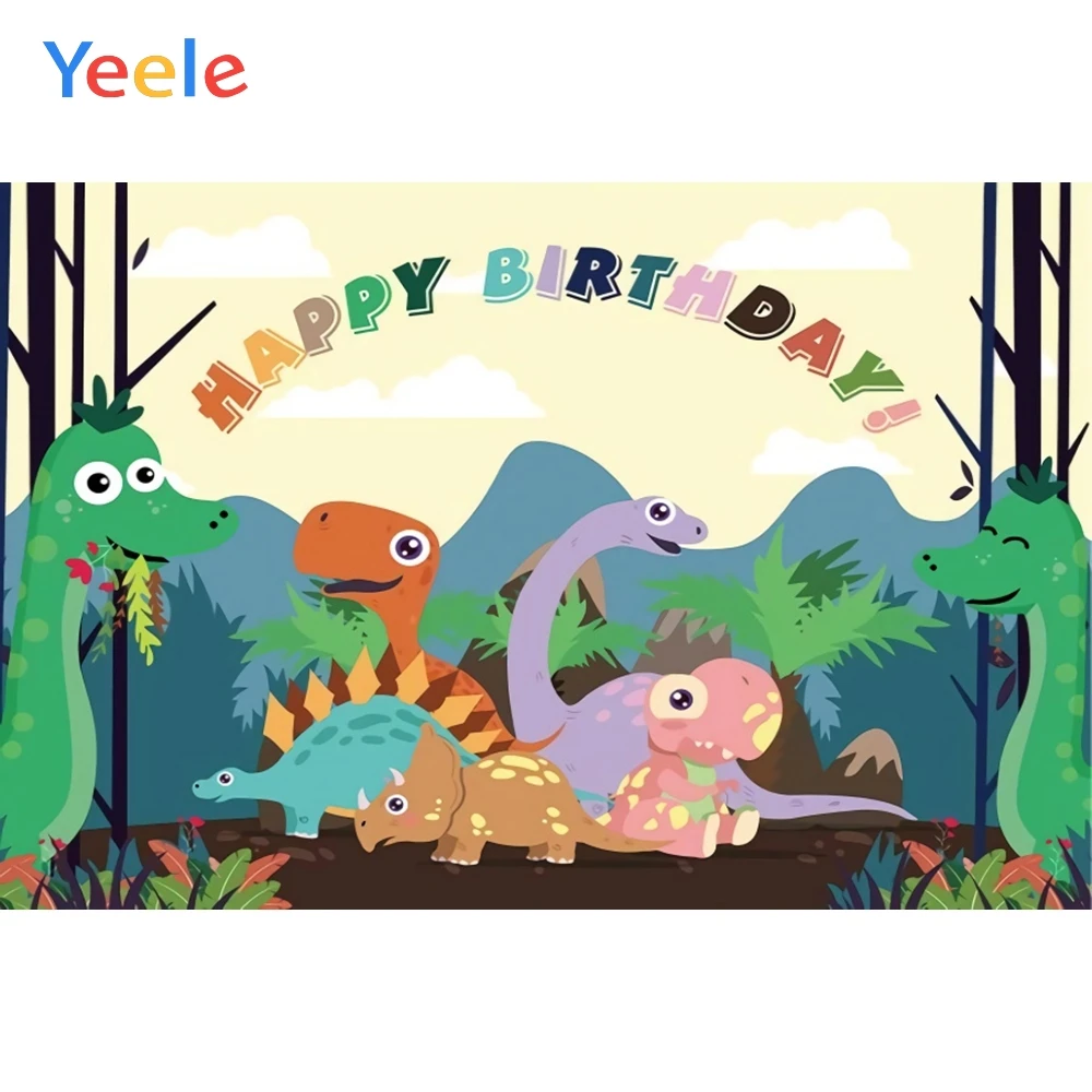 Фоны для фотосъемки Yeele облака динозавр животные лес трава день рождения