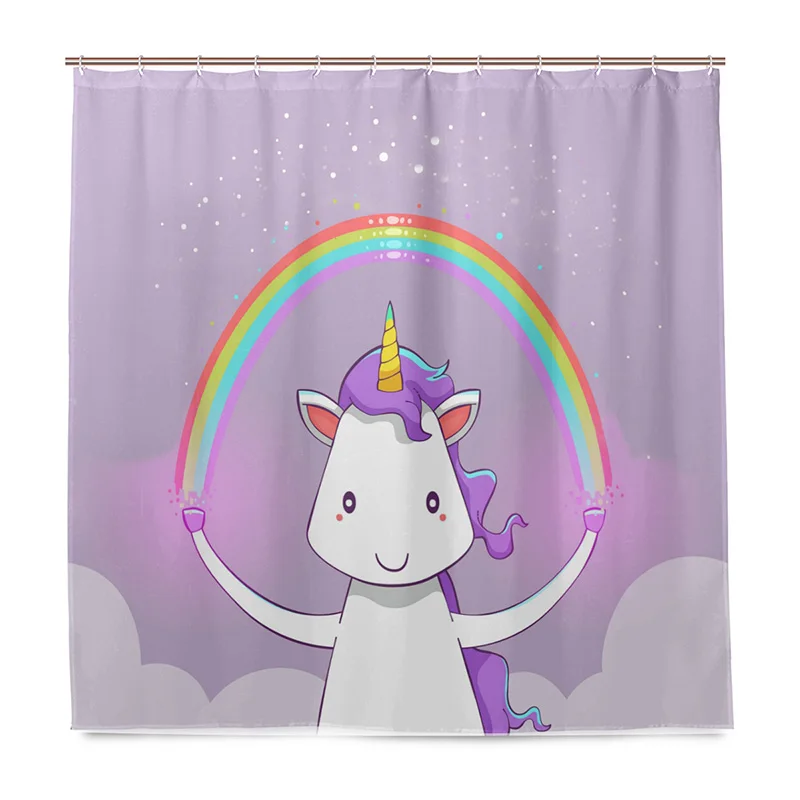 Красный So Cute Unicorn занавеска для душа Полиэстеровая печать на ткани занавес для ванной комнаты на заказ Водонепроницаемый моющийся ванный занавес s для детей - Цвет: Красный