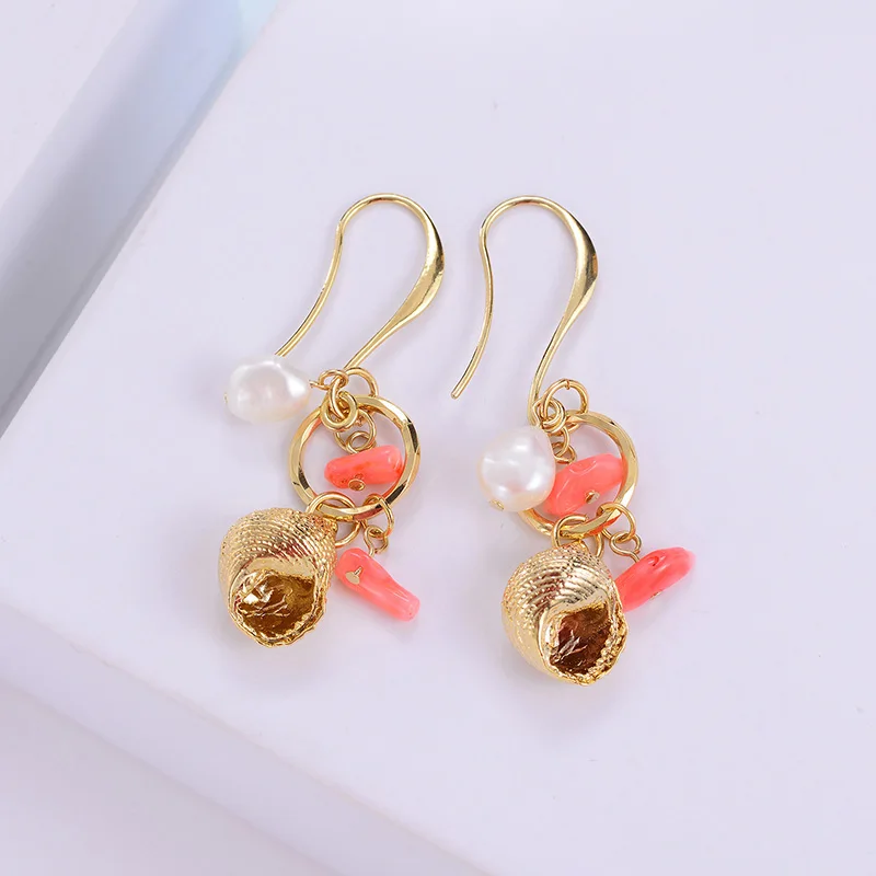 Hongye New Design Drop Earrings for Women Gold Color Chic Conch Ear Hook Girls Brinco Big Long Dangler Wholesale | Украшения и