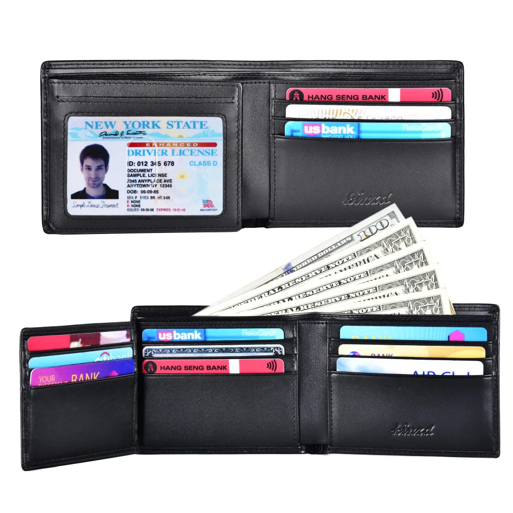 Мужские RFID Блокировка trifold бумажник натуральная кожа безопасности держатель