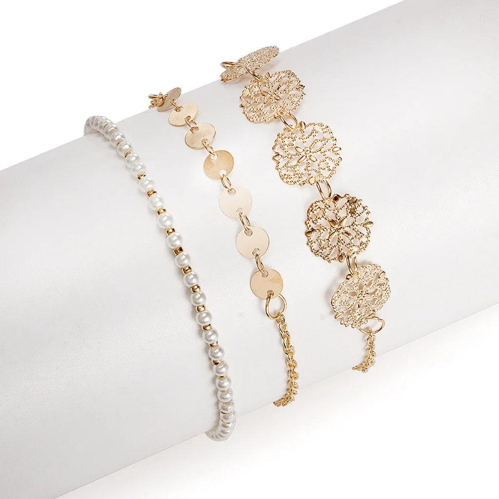 3 шт./компл. классический диск Полые Цветы бусины Многослойные набор с золотым