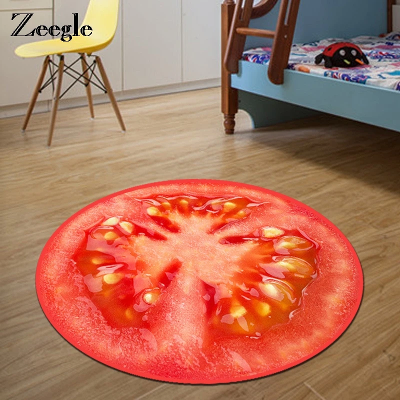 Zeegle 3D томатный Печатный круглый ковер для гостиной детской спальни коврик