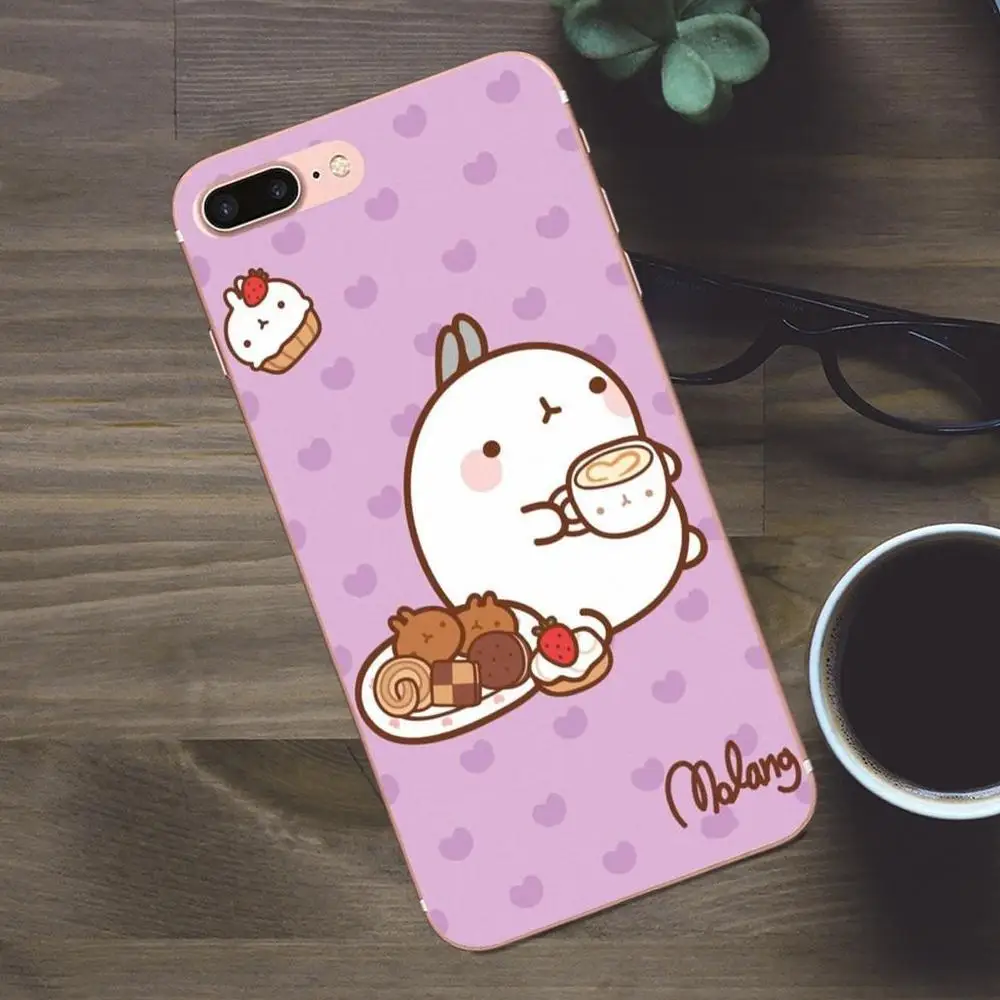 Bixedx Molang Kawaii мягкий рисунок для Apple iPhone 4 4S 5 5C SE 6 6S 7 8 Plus X Galaxy A3 A5 J1 J2 J3 J5 J7 2017 |