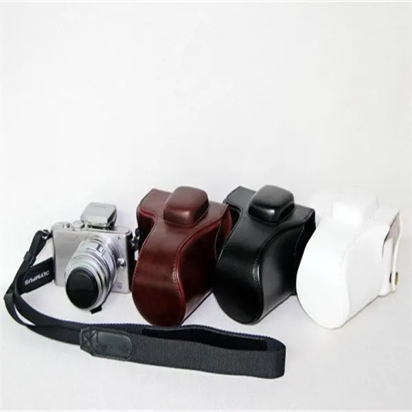 Черный/белый/кофейный чехол для камеры кожаный цифровой Olympus EPL3 EPM1 Бесплатная