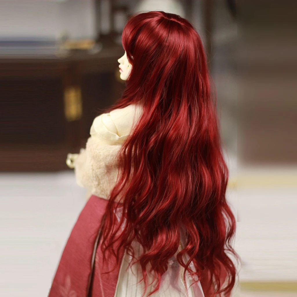 1/3 BJD куклы полный парик волосы взрыва для Dollfie DZ SD Volks DIY Изготовление аксессуаров красное вино
