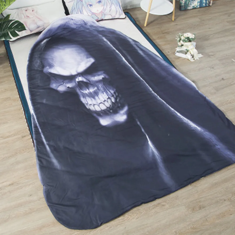 

Skull Blanket Polyester Quilt Casual 3D Print Skeleton Blanket Soft Sheet Halloween Carnival Costumes