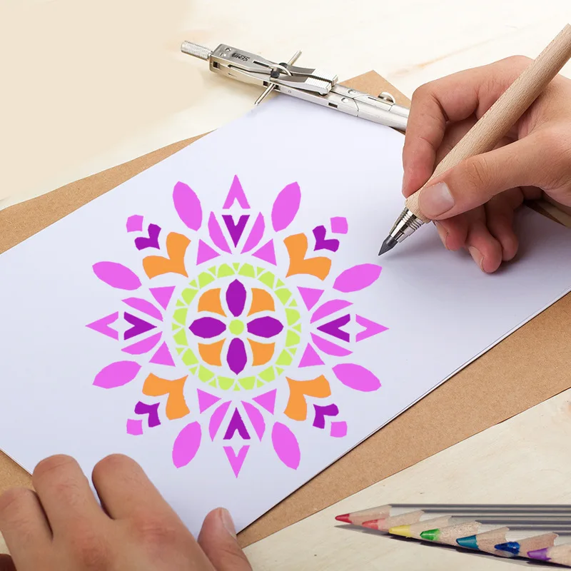 13*13 Flower pvc Layering Stencils for Diy scrapbook coloring painting stencil home decor diy etc. Product image | Канцтовары для
