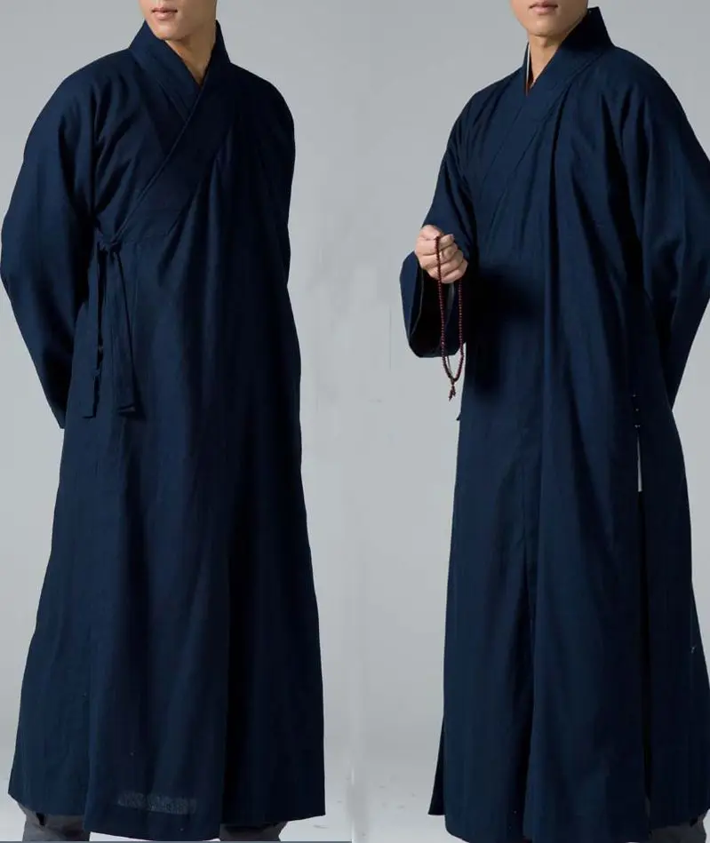 unisex Spring&ampAutumn cotton&amplinen Buddhist monk gown uniforms zen lay taoist robe meditation suits shaolin kung fu suit blue | Спорт и