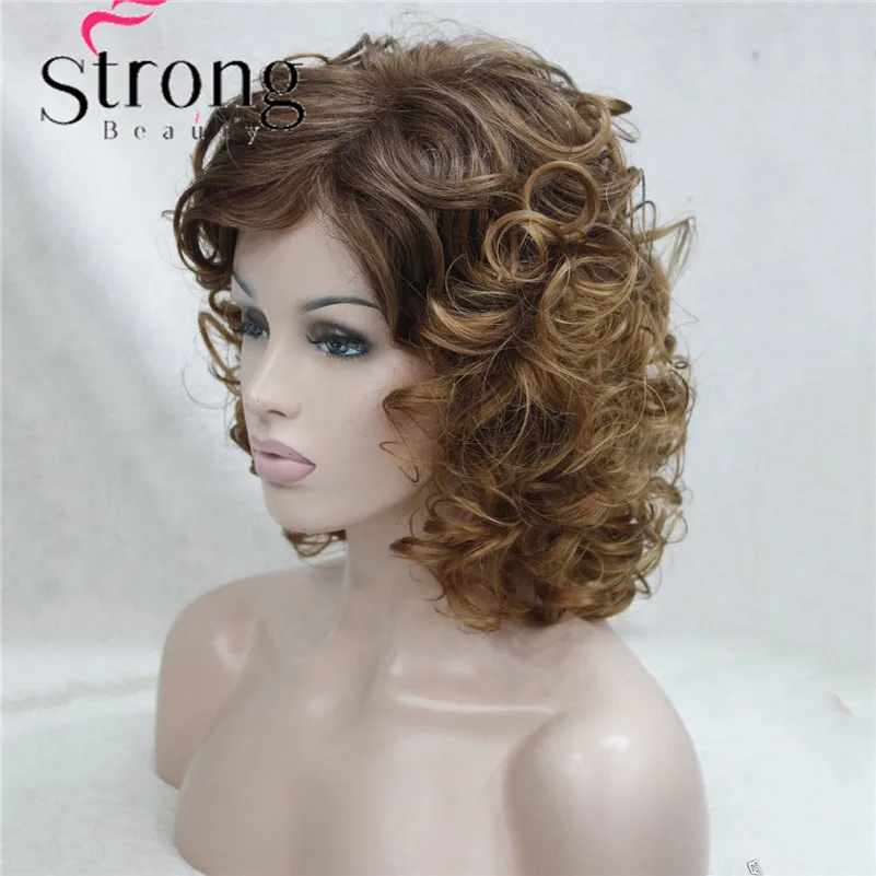 StrongBeauty короткий супер кудрявый толстый блондин полный синтетический парик парики