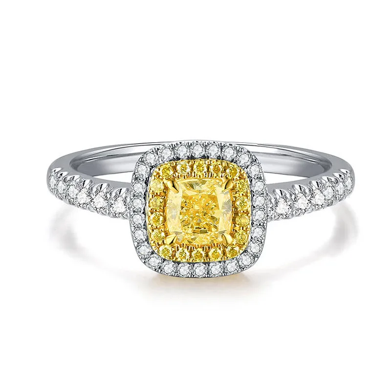 18K 750Au желтое золото Moissanite бриллиантовое кольцо DF цветное лабораторное алмазное