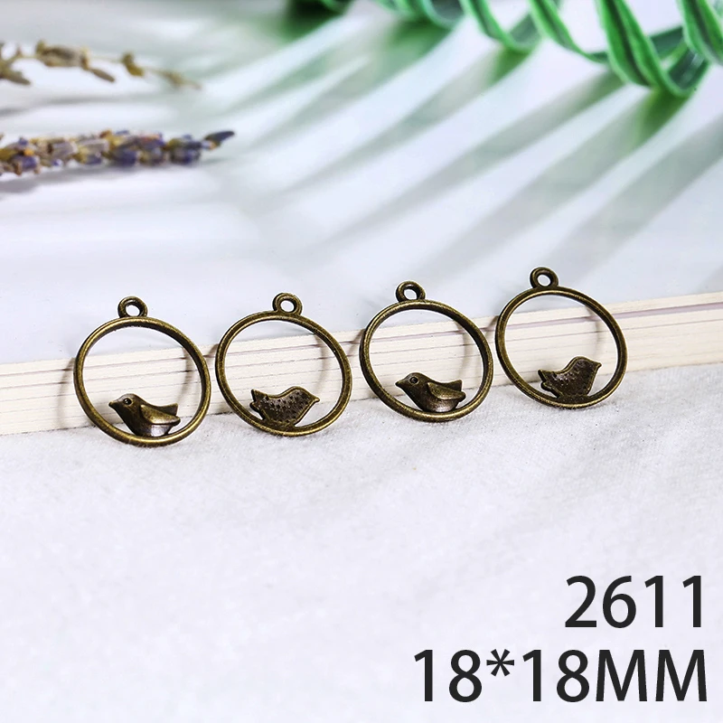 

18*18mm 20pcs Bird Alloy Pendant For Diy Jewelry Making 2 Colors Antique Silver Antique Bronze No.2611