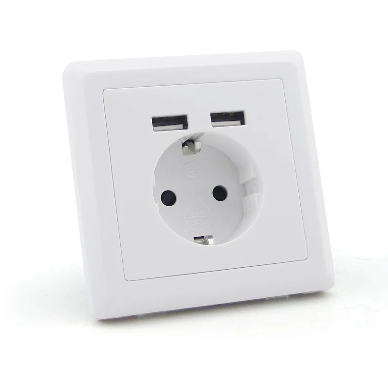 Allsome двойной 2 USB порты и разъёмы 5 в 2.4A розетки Панель розетка электрические зарядное устройство адаптер для iPhone 8 HT149
