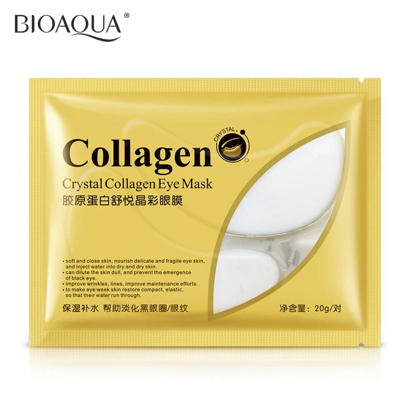 crystal collagen eye mask face gel dark circles removal fatigue patch eyes wrinkles care bioaqua | Красота и здоровье