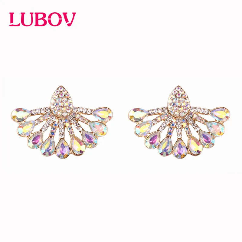 LUBOV модные красивые серьги гвоздики CrystalAB эффектные золотые Стразы для пирсинга