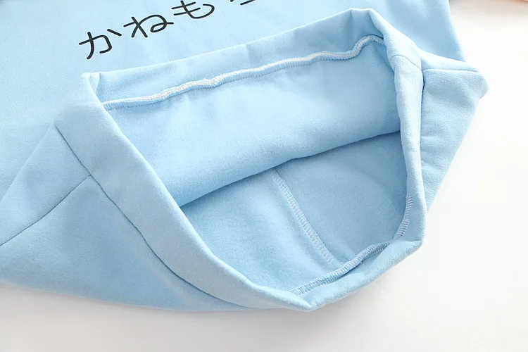 

Japan's new pocket print Japanese cat sleeve color matching cherry blossom plus velvet student hoodie Sweatshirts