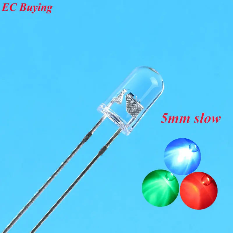 100pcs/lot F5 5mm RGB Slow Flash Red Green Blue Rainbow Multi Color Light Emitting Diode Round LED Full Color