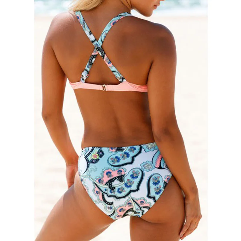 

2018 Sexy Print Swimwear Push up Bra Swimsuit Women Swim Wear Bathing Suit Woman Beach Biquinis Bikini Set Maillot de Bain Femme