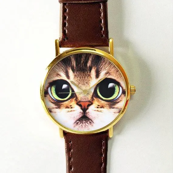 Женские часы для девочек новинка 2016 женские и детские с рисунком кошки | Наручные