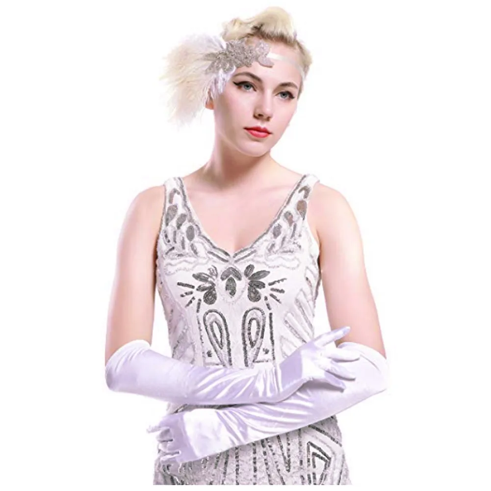 1 Pair 48Cm Womens Elegant Opera Long Satin Gloves Banquet Wedding Evening Halloween Fancy Dress Party Costume Light Purp | Свадьбы и