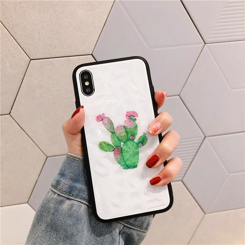 Прекрасный Алмазный Узор botany дизайн Кактус белый imd чехол для телефона Apple iphone 6 6s 7