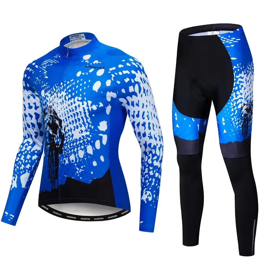 Ropa Ciclismo Новая профессиональная команда Велоспорт Джерси велосипедные штаны набор гелевый коврик Майо мужская одежда с длинными рукавами для велосипеда зеленый синий - Цвет: Синий