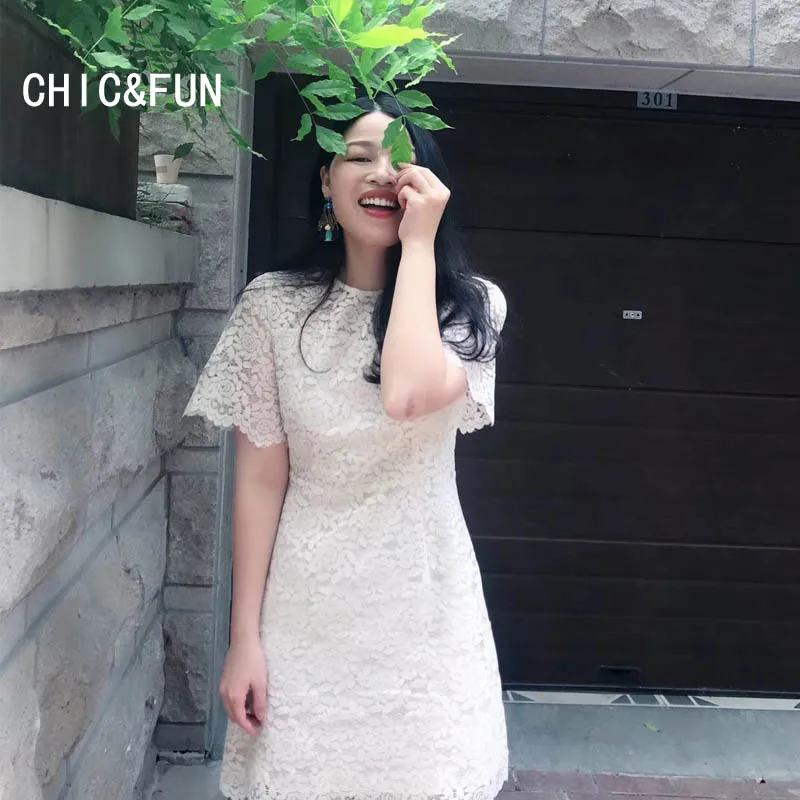 [CHIC &amp FUN] Кружева Тонкий платье короткий рукав тонкий | Женская одежда