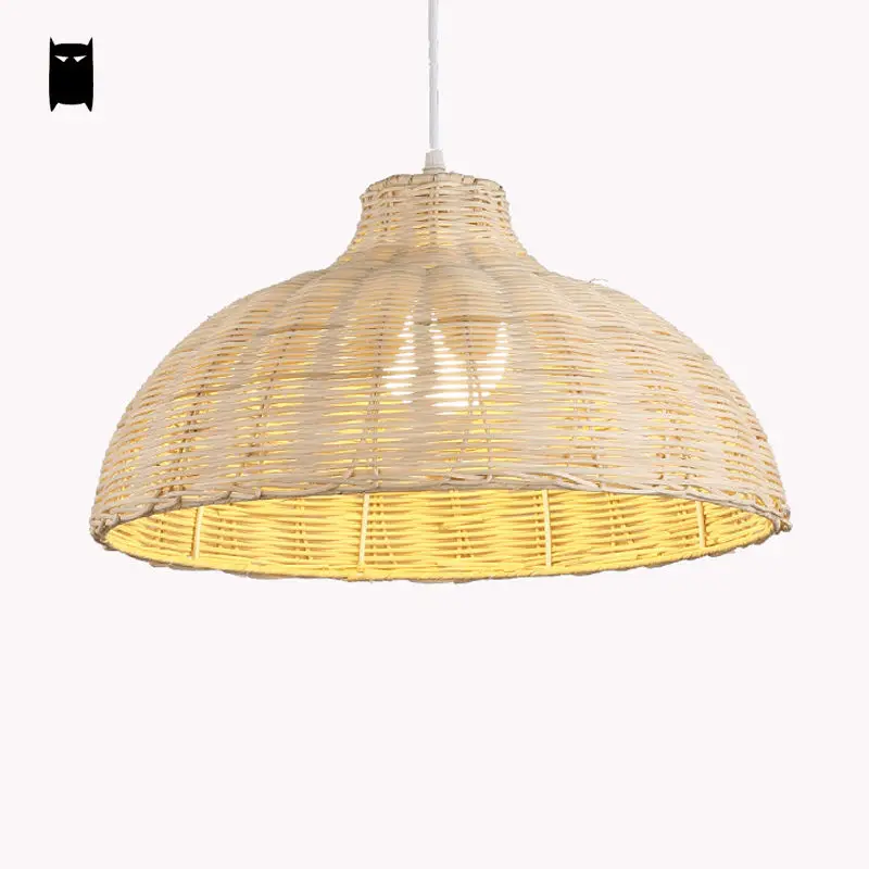 Круглый подвесной светильник из натуральной плетеной ткани Азия японский