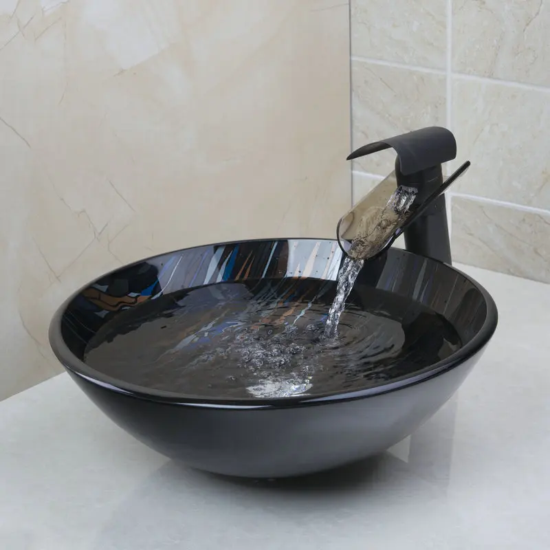 Новый стеклянный кран KEMAIDI с одной ручкой + раковина для ванной комнаты из стекла