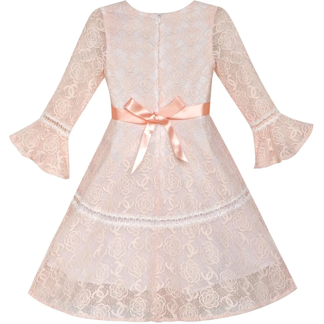 Sunny Fashion платья для девочек платье Цветок Девушка Платье Кружево Румянец Розовый