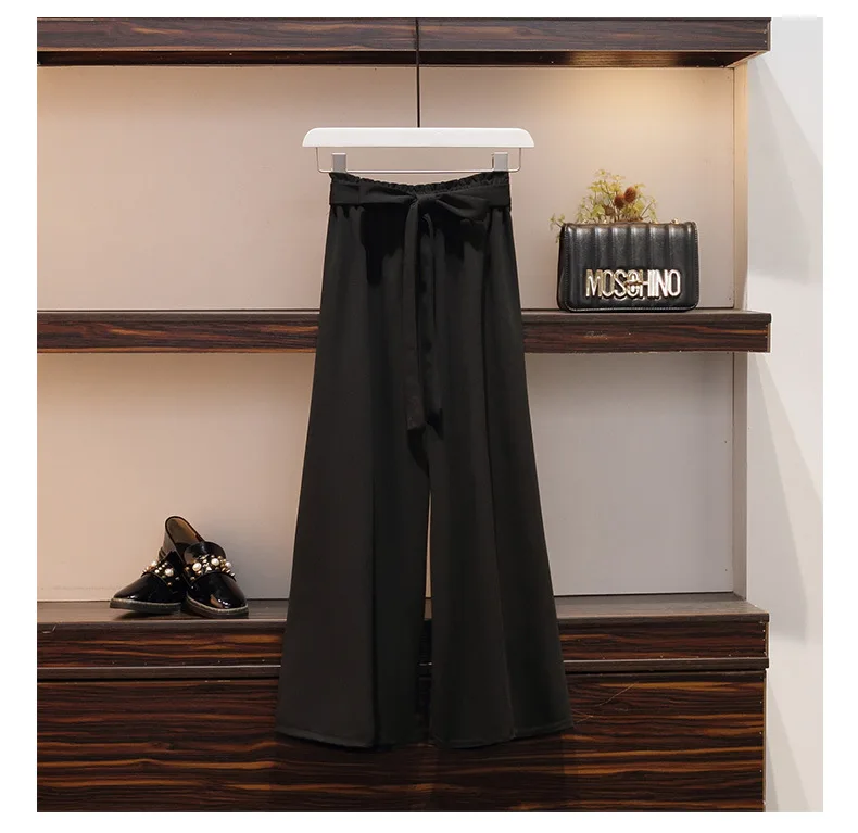 ICHOIX summer pants sets 3xl 4xl 2 piece set women elegant OL wide leg pants Casual bow 2 piece outfits plus size clothing