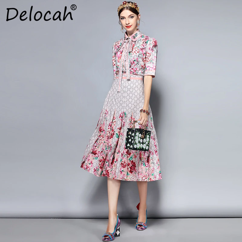 Delocah/летний модный дизайнерский костюм комплект женской блузки с бантом и